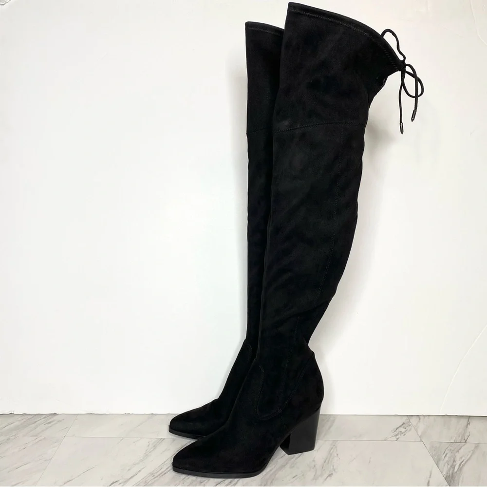 New! Marc Fisher Okun Black Pointy Toe Over the Knee Boot 8M